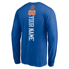 New York Knicks Playmaker Personalized Name & Number Long Sleeve T-Shirt Blue