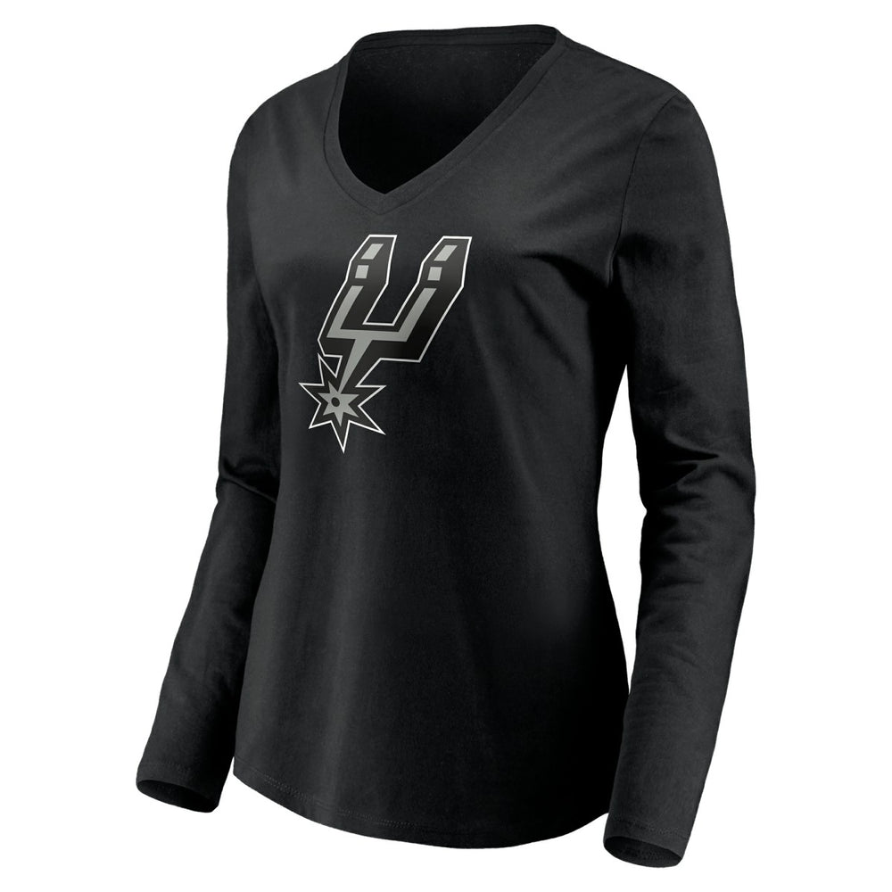 San Antonio Spurs Women's Playmaker Personalized Name & Number Long Sleeve V-Neck T-Shirt Black