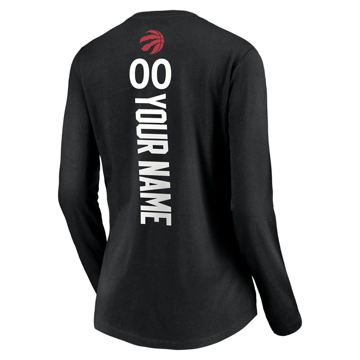 Toronto Raptors Women's Playmaker Personalized Name & Number Long Sleeve V-Neck T-Shirt Black