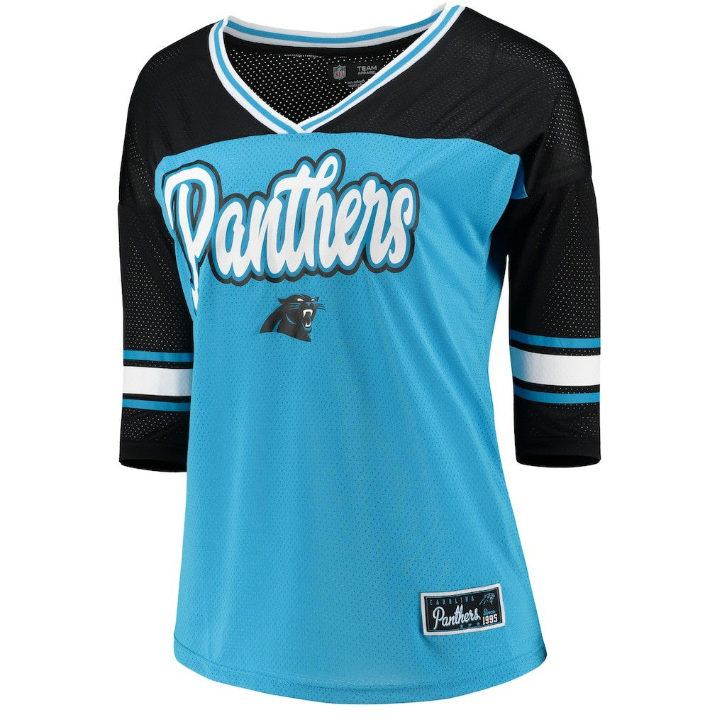 Carolina Panthers 5th & Ocean by New Era Women's Mesh Long Sleeve T-Shirt Blue
