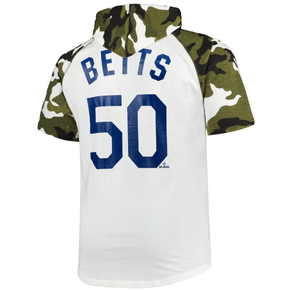 Mookie Betts Los Angeles Dodgers Player Big & Tall Raglan Hoodie T-Shirt - White/Camo Hoodies