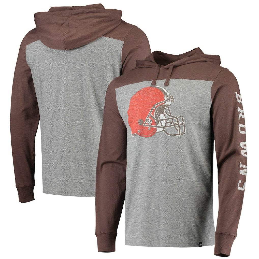 Cleveland Browns '47 Franklin Wooster Long Sleeve Hoodie T-Shirt Heathered Gray/Brown