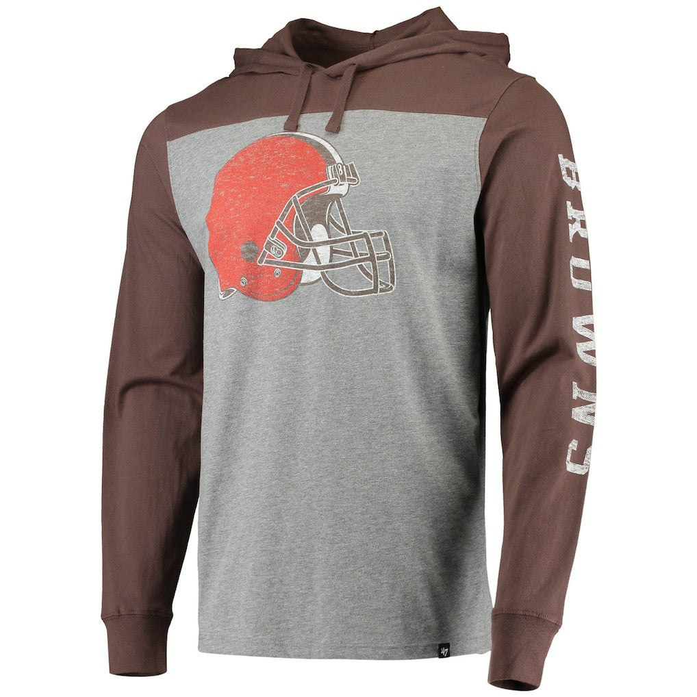 Cleveland Browns '47 Franklin Wooster Long Sleeve Hoodie T-Shirt Heathered Gray/Brown