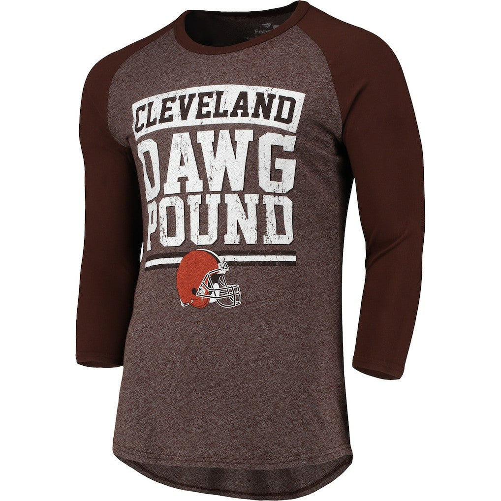 Cleveland Browns Pastime Raglan 3/4-Sleeve T-Shirt Heathered Brown