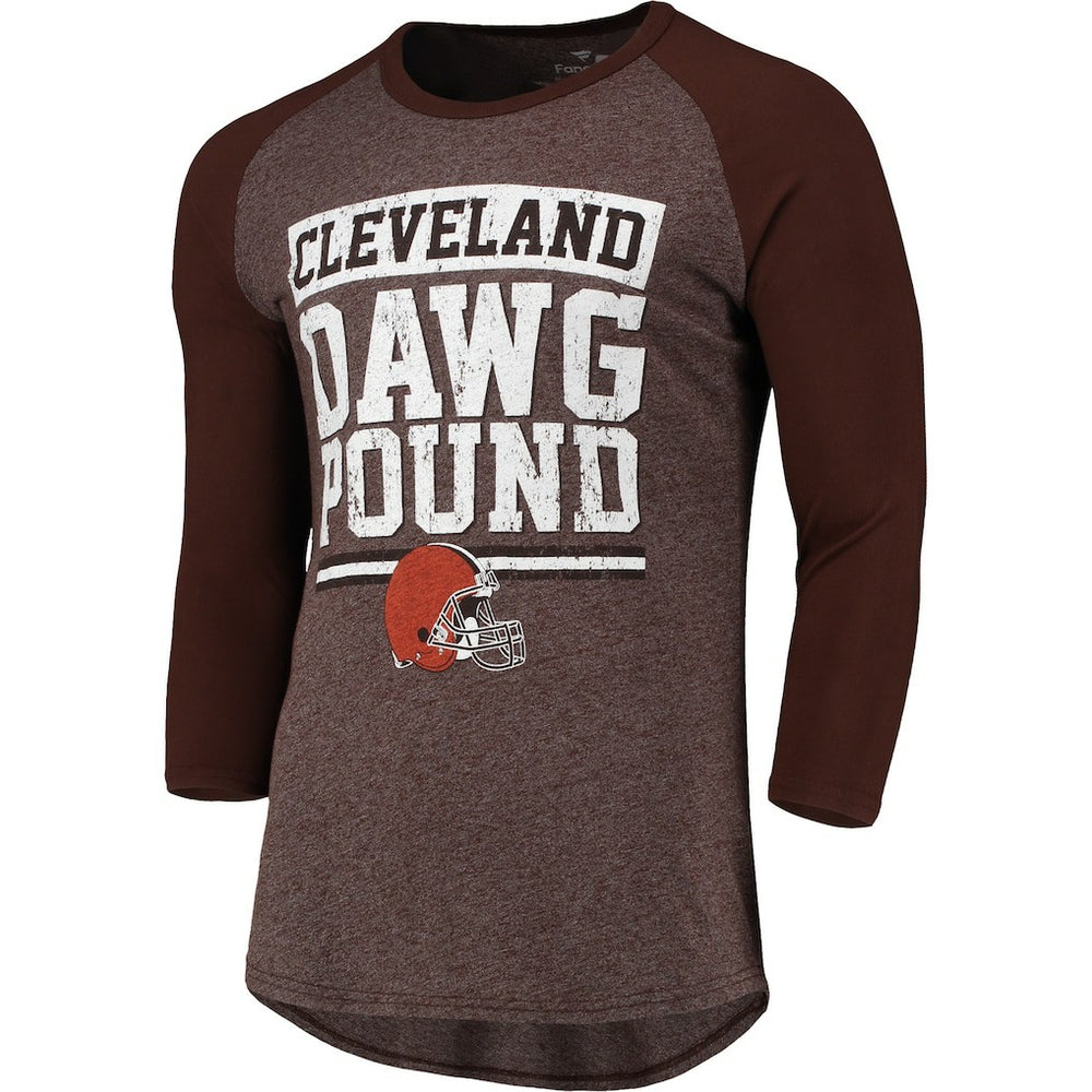 Cleveland Browns Pastime Raglan 3/4-Sleeve T-Shirt Heathered Brown