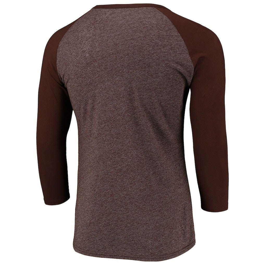 Cleveland Browns Pastime Raglan 3/4-Sleeve T-Shirt Heathered Brown
