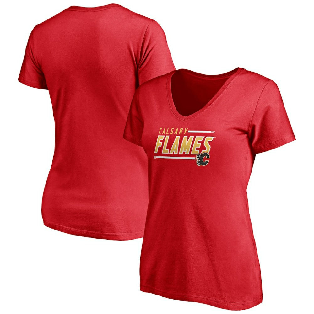 NHL Calgary Flames Fanatics Women's Plus Size Mascot In Bounds V-Neck T-Shirt - Red
