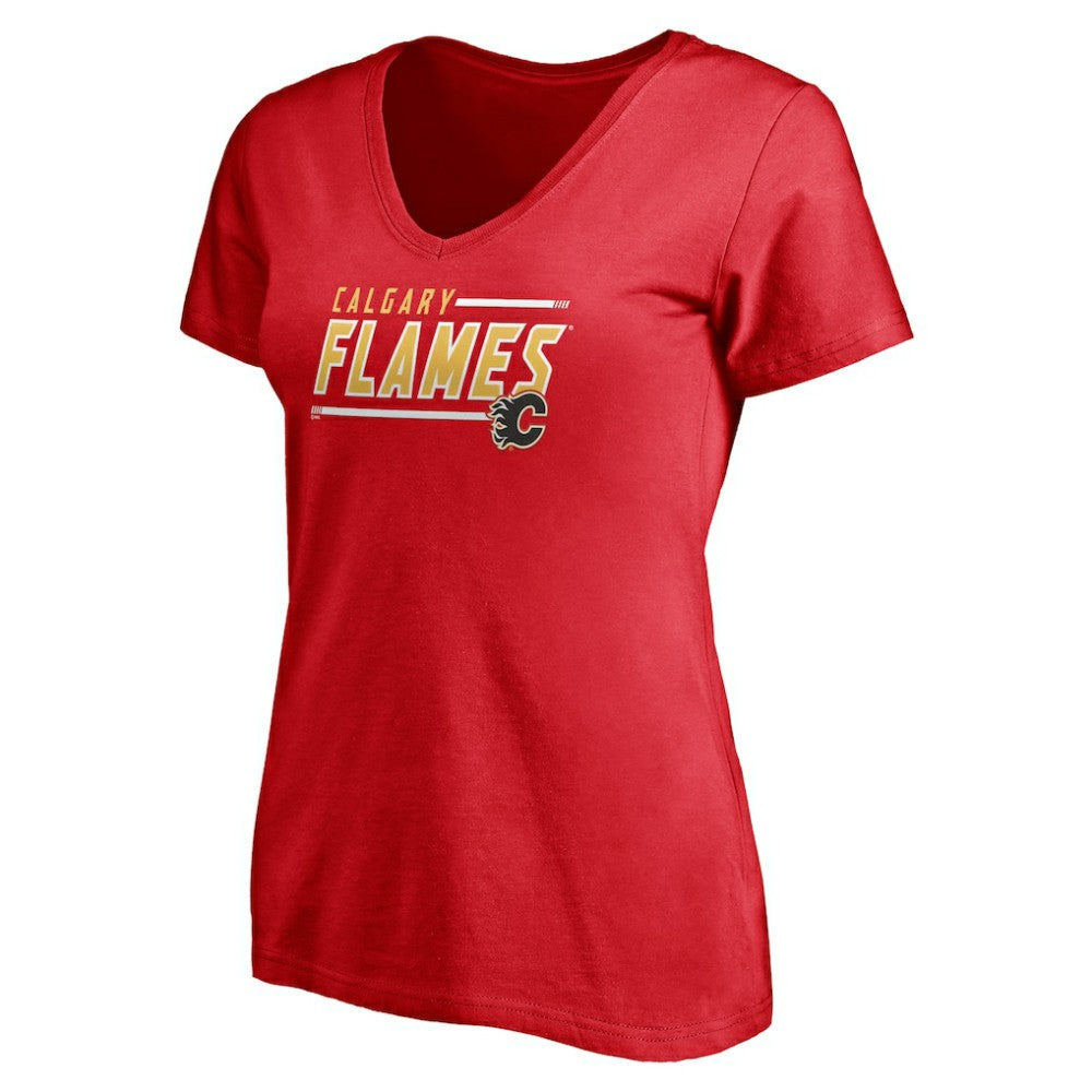 NHL Calgary Flames Fanatics Women's Plus Size Mascot In Bounds V-Neck T-Shirt - Red