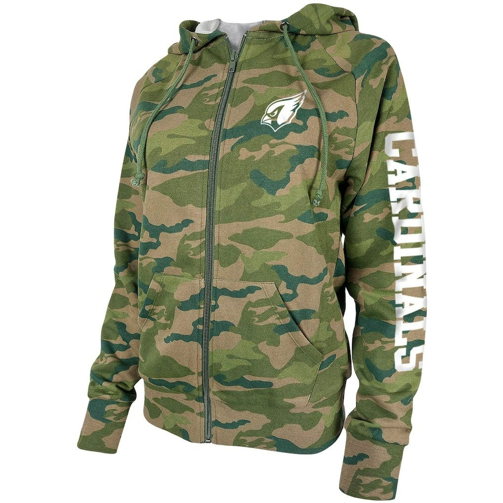 Arizona Cardinals New Era Women's Raglan Full-Zip Hoodie Camo
