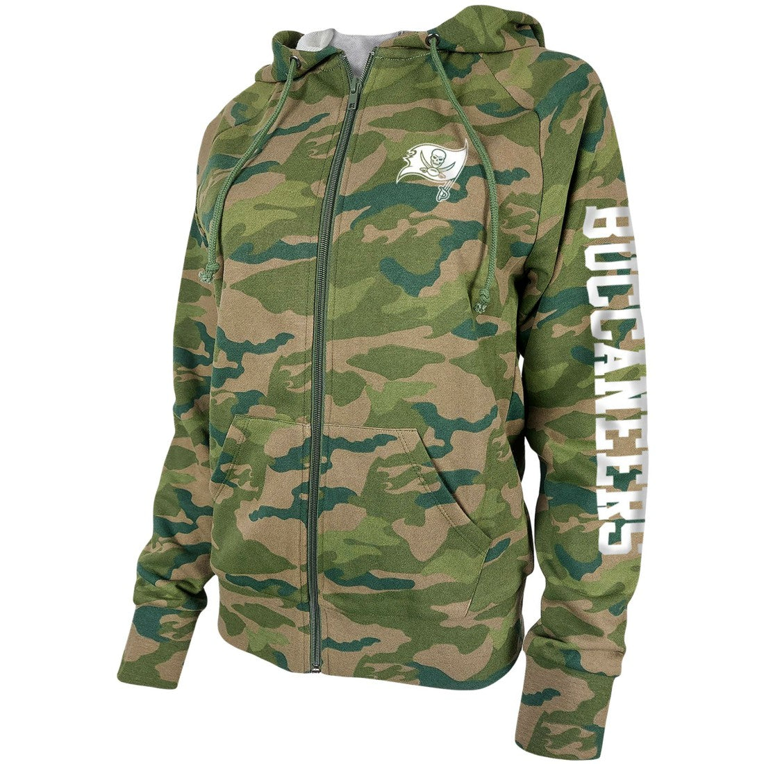 Tampa Bay Buccaneers New Era Women's Raglan Full-Zip Hoodie Camo