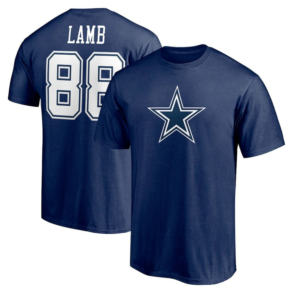 CeeDee Lamb Dallas Cowboys Player Icon Name & Number T-Shirt Navy