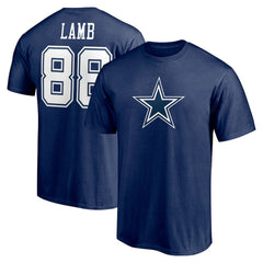 CeeDee Lamb Dallas Cowboys Player Icon Name & Number T-Shirt Navy