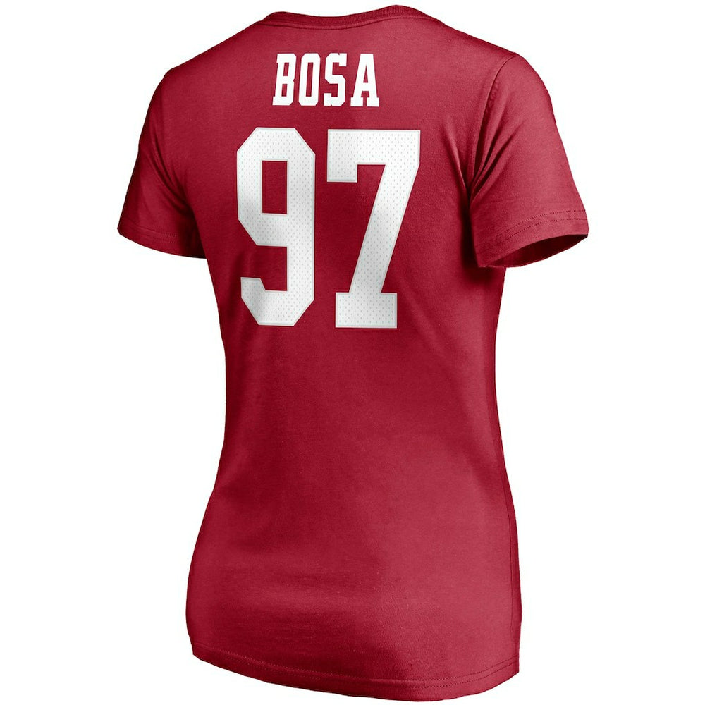 Nick Bosa San Francisco 49ers Women's Player Icon Name & Number V-Neck T-Shirt Scarlet