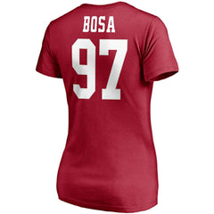 Nick Bosa San Francisco 49ers Women's Player Icon Name & Number V-Neck T-Shirt Scarlet