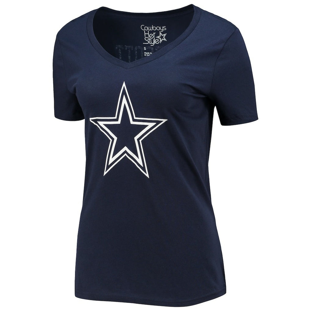 Dak Prescott Dallas Cowboys Women's Player Icon Name & Number V-Neck T-Shirt Navy