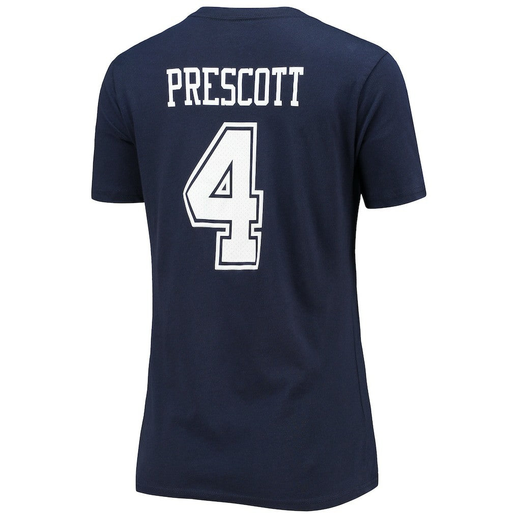 Dak Prescott Dallas Cowboys Women's Player Icon Name & Number V-Neck T-Shirt Navy