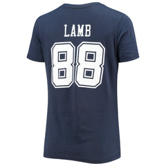 CeeDee Lamb Dallas Cowboys Women's Player Icon Name & Number V-Neck T-Shirt Navy