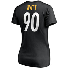 T.J. Watt Pittsburgh Steelers Women's Player Icon Name & Number V-Neck T-Shirt Black