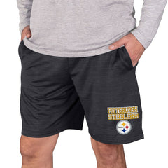 Pittsburgh Steelers Concepts Sport Bullseye Knit Jam Shorts Charcoal