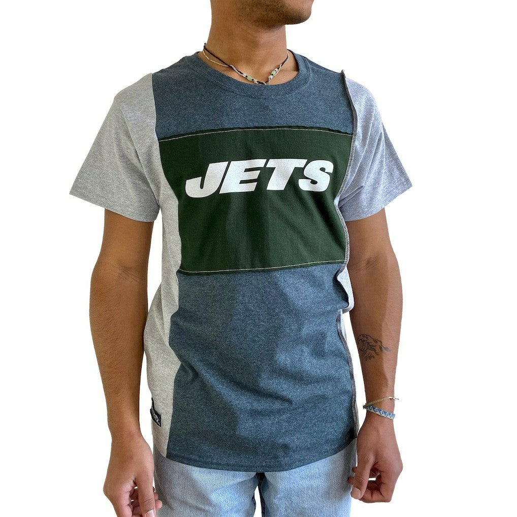 New York Jets Refried Apparel Sustainable Split T-Shirt Heather Charcoal