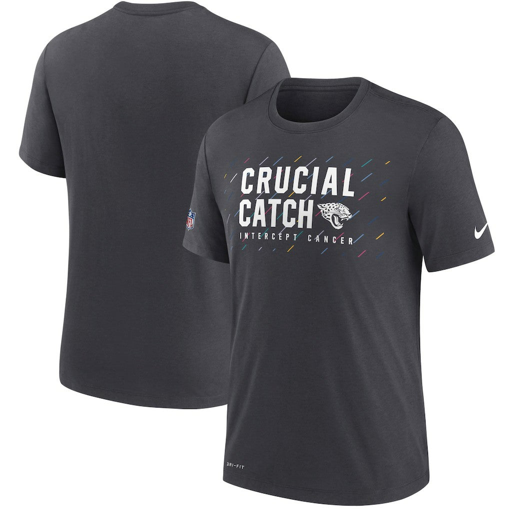 Jacksonville Jaguars NFL Crucial Catch Performance T-Shirt Charcoal