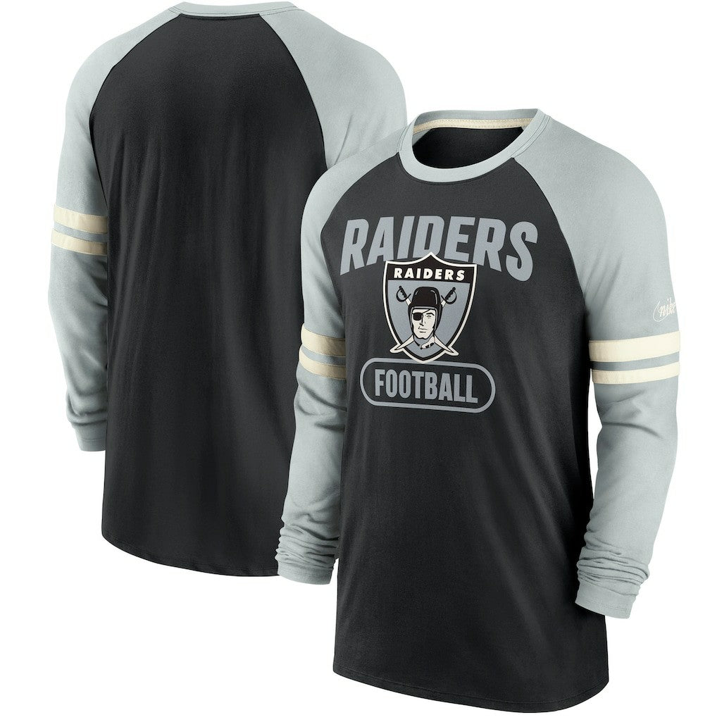 Las Vegas Raiders Throwback Raglan Long Sleeve T-Shirt Black/Silver