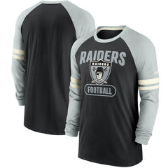 Las Vegas Raiders Throwback Raglan Long Sleeve T-Shirt Black/Silver