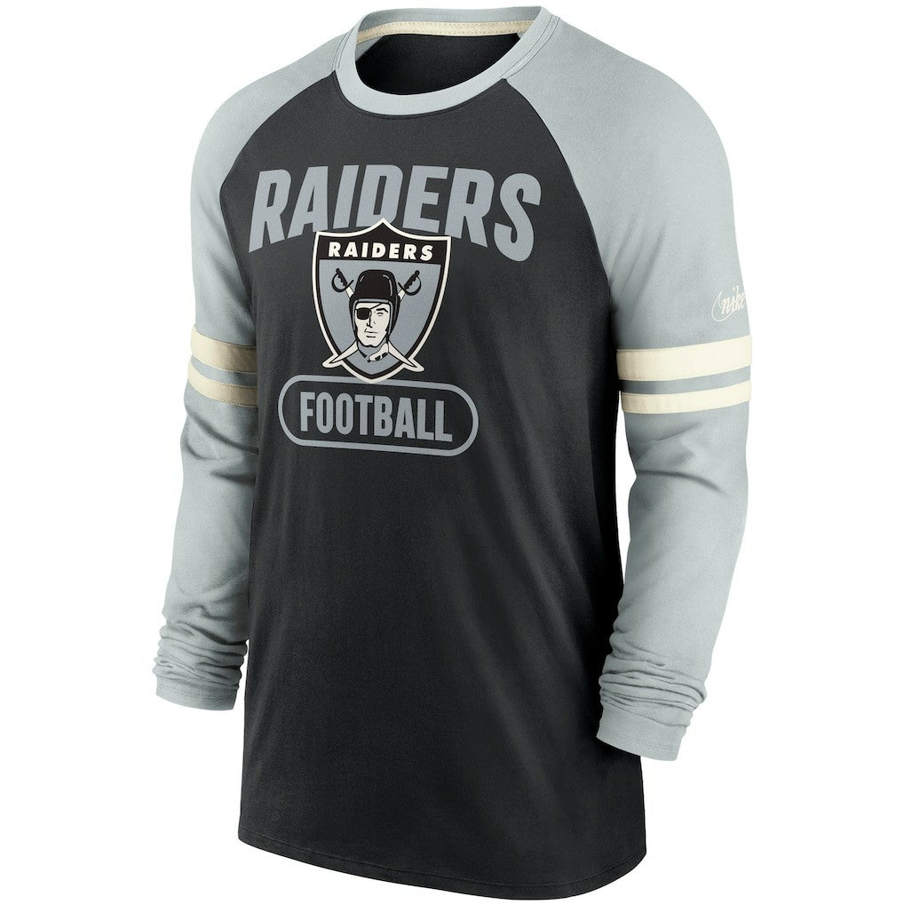 Las Vegas Raiders Throwback Raglan Long Sleeve T-Shirt Black/Silver