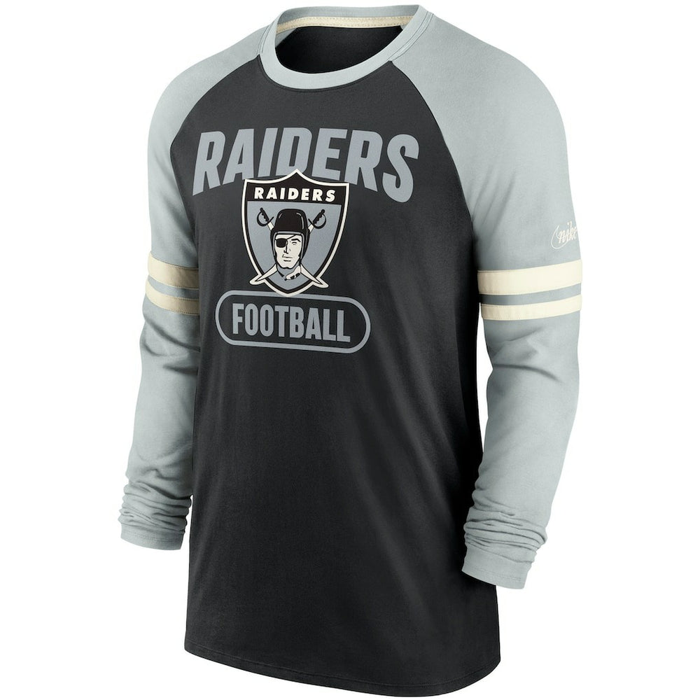Las Vegas Raiders Throwback Raglan Long Sleeve T-Shirt Black/Silver