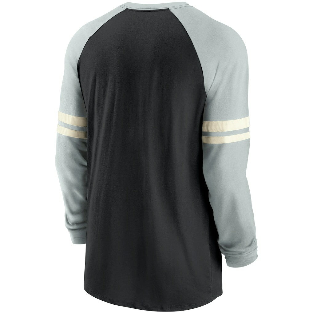Las Vegas Raiders Throwback Raglan Long Sleeve T-Shirt Black/Silver