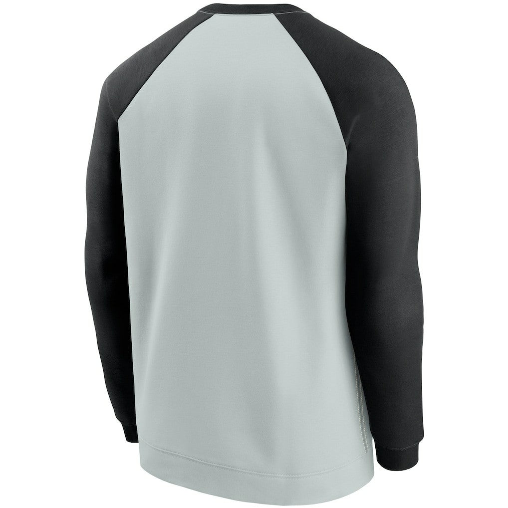 Las Vegas Raiders Historic Raglan Crew Performance Sweater Silver/Black
