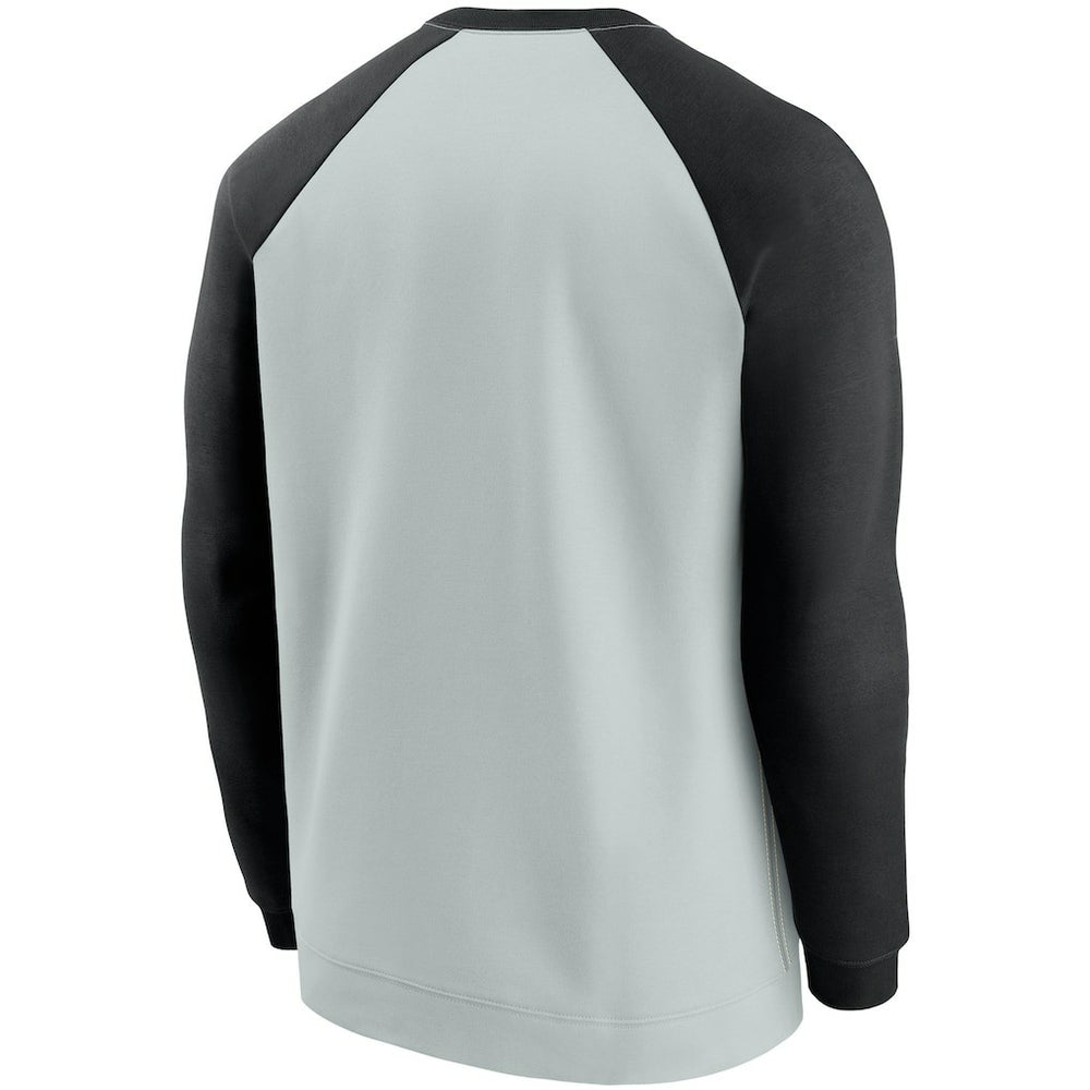 Las Vegas Raiders Historic Raglan Crew Performance Sweater Silver/Black