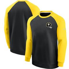 Pittsburgh Steelers Historic Raglan Crew Performance Sweater Black/Gold