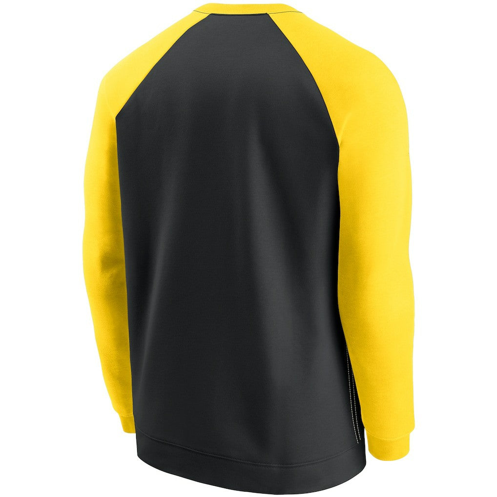 Pittsburgh Steelers Historic Raglan Crew Performance Sweater Black/Gold