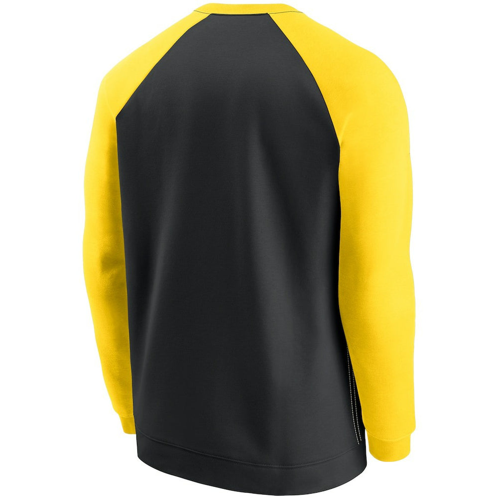 Pittsburgh Steelers Historic Raglan Crew Performance Sweater Black/Gold