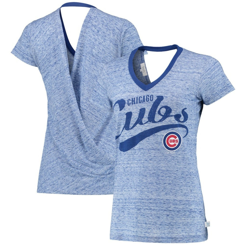 Chicago Cubs Touch Women's Hail Mary V-Neck Back Wrap T-Shirt - Royal T-shirts