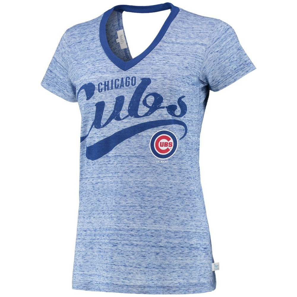 Chicago Cubs Touch Women's Hail Mary V-Neck Back Wrap T-Shirt - Royal T-shirts