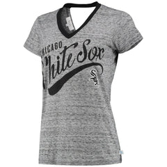 Chicago White Sox Touch Women's Hail Mary V-Neck Back Wrap T-Shirt - Black T-shirts