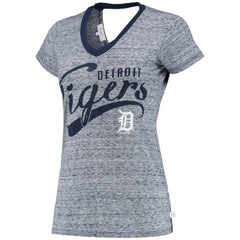 Detroit Tigers Touch Women's Hail Mary V-Neck Back Wrap T-Shirt - Navy T-shirts