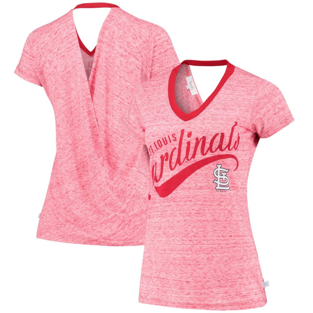 St. Louis Cardinals Touch Women's Hail Mary V-Neck Back Wrap T-Shirt - Red T-shirts