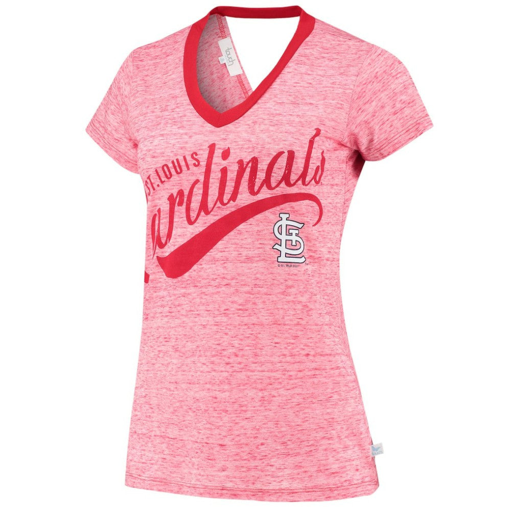 St. Louis Cardinals Touch Women's Hail Mary V-Neck Back Wrap T-Shirt - Red T-shirts