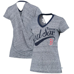 Boston Red Sox Touch Women's Hail Mary V-Neck Back Wrap T-Shirt - Navy T-shirts