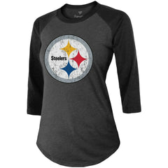 Chase Claypool Pittsburgh Steelers Women's Team Player Name & Number Tri-Blend Raglan 3/4-Sleeve T-Shirt Black