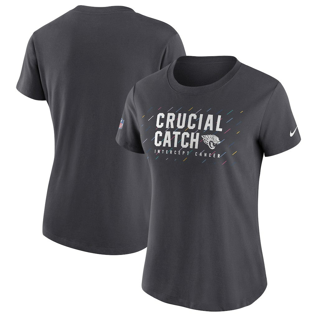 Jacksonville Jaguars Women's NFL Crucial Catch Performance T-Shirt Anthracite