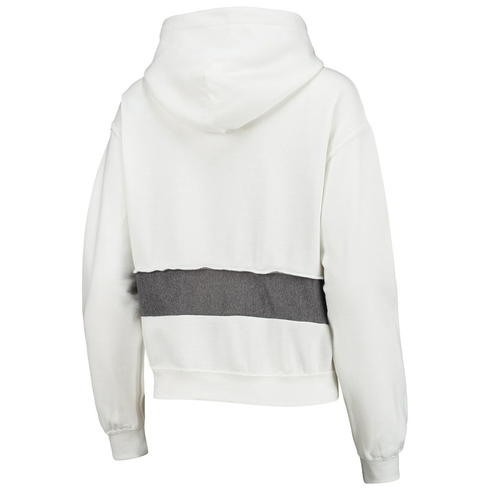 Carolina Panthers Refried Apparel Women's Sustainable Crop Dolman Pullover Hoodie White