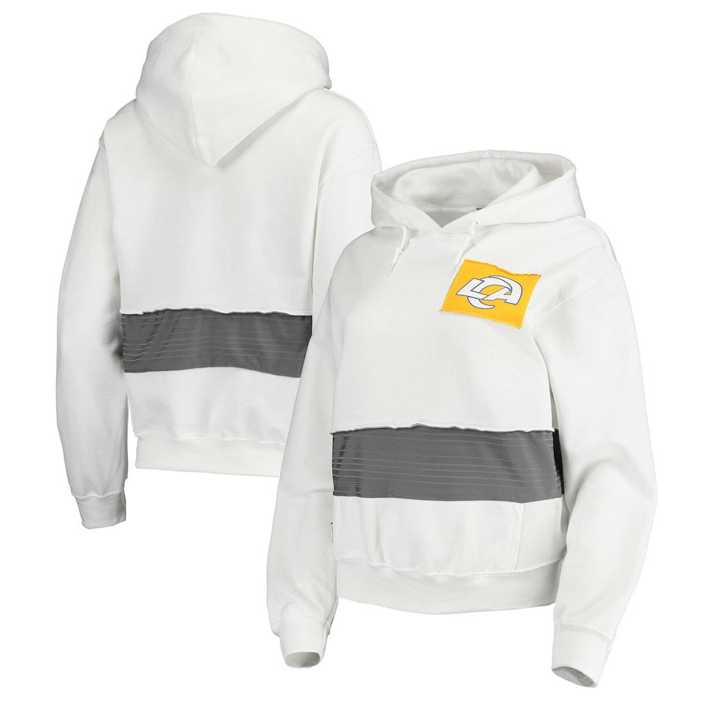 Los Angeles Rams Refried Apparel Women's Sustainable Crop Dolman Pullover Hoodie White