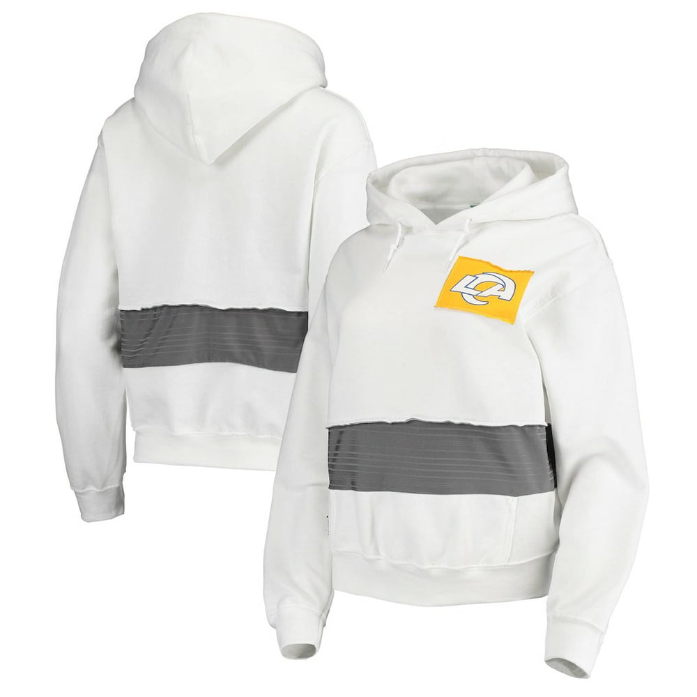 Los Angeles Rams Refried Apparel Women's Sustainable Crop Dolman Pullover Hoodie White