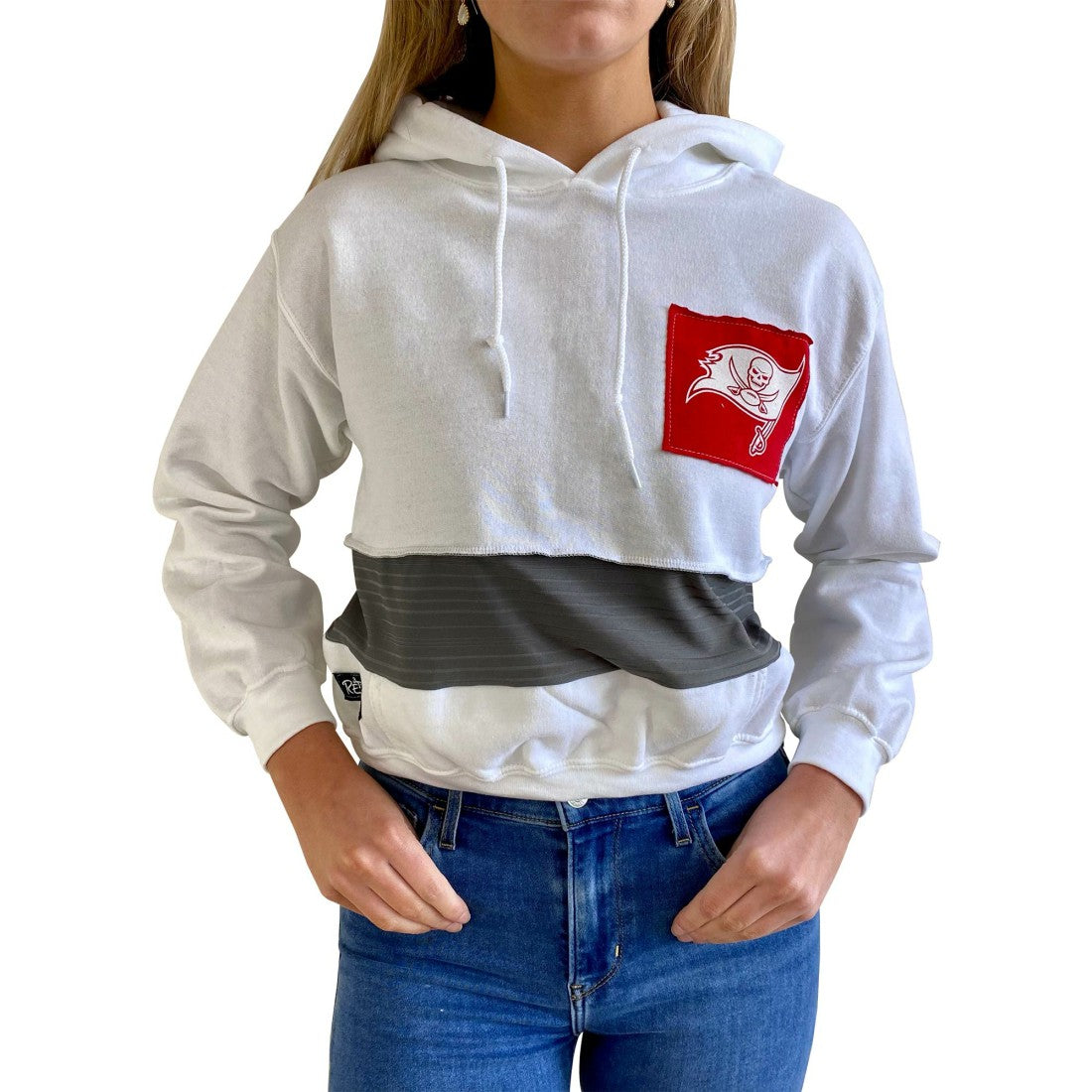 Tampa Bay Buccaneers Refried Apparel Women's Sustainable Crop Dolman Pullover Hoodie White