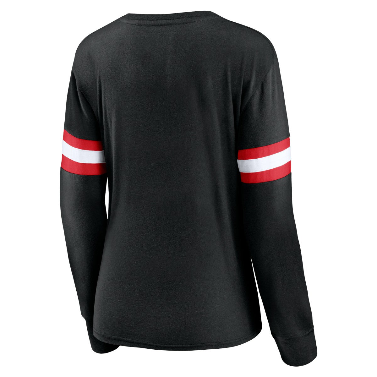 Toronto Raptors Women's Block Party Chest Logo Striped Long Sleeve T-Shirt Black