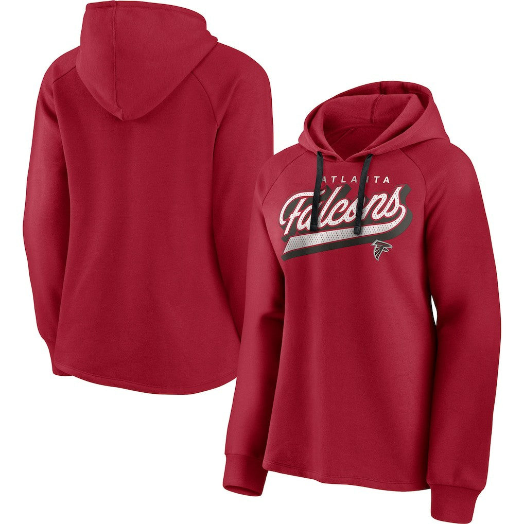 Atlanta Falcons Women's First Contact Raglan Pullover Hoodie Red